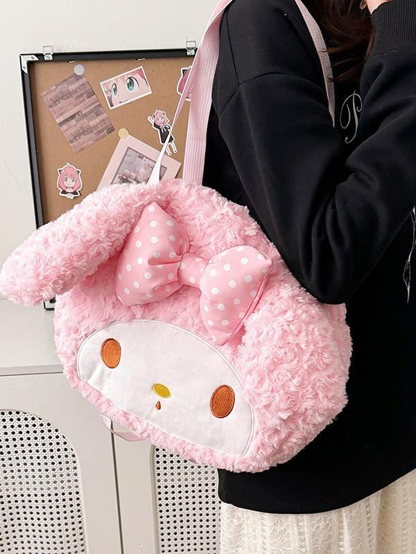 My Melody Plush Tote Bag With Zipper Closure For Daily Use And Fashion Accessory