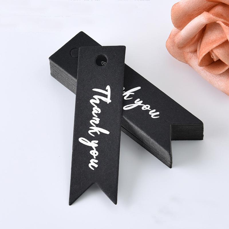 50pcs Thank You Tags Garment Shoes Bags Hang Tag Black White Paper Cards Clothing Accessories Price Label(Without Rope)