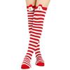 Women Cute Plush Santa Claus Striped Over Knee Long Socks Thigh High Stockings for Christmas Cosplay Costume Hosiery