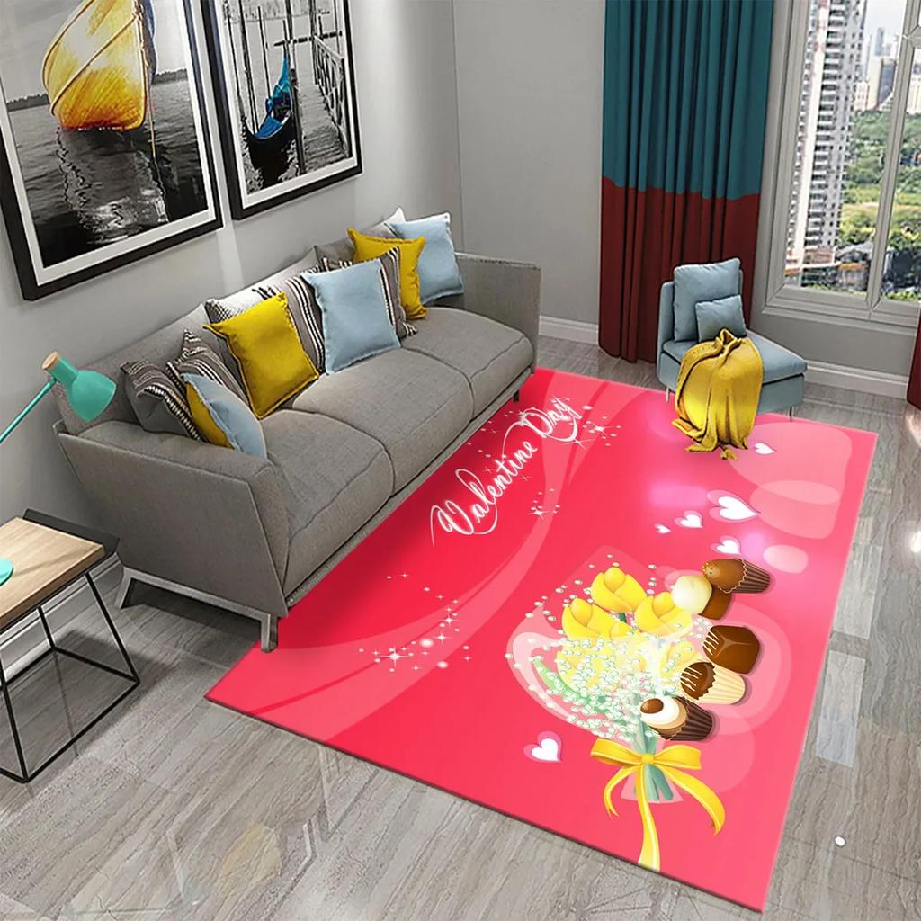 Mother's Day Happy Carpet Romantic Warm Rugs Living Room Bedroom Rug Heart Carpet Baby Girl Soft Play Floor Mat Kitchen Parlor