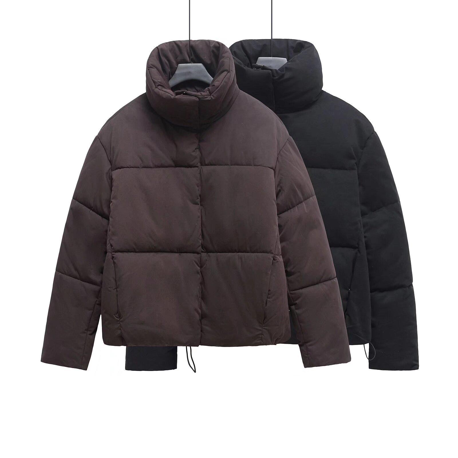 

2025 Spring European & American Style Versatile Stand-Up Collar Warm Cotton Jacket Medium чёрный