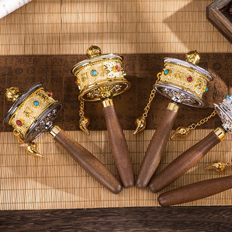 Tibetan Prayer Wheel, Handheld Prayer Wheel Tibetan Buddhisms Six Word Mantras Hand Cranking Buddhist Prayer Wheel