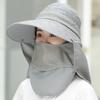 Women Wide Brim Face Mask Sun Hat Detachable Neck Face Flap Ponytail UV Protection Visor Hat Garden Fishing Hiking
