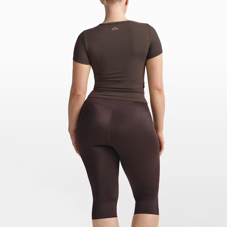 Nike X SKIMS Ribbed Seamless Fitted Crew Neck Retro Short Sleeve T-Shirt Women Tops SSSSL9718W-PHR