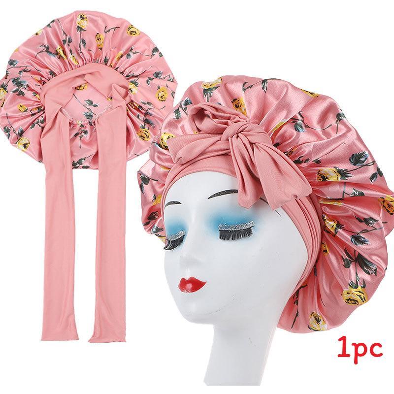 Satin Hair Hat With Digital Floral Design For Comfort And Style