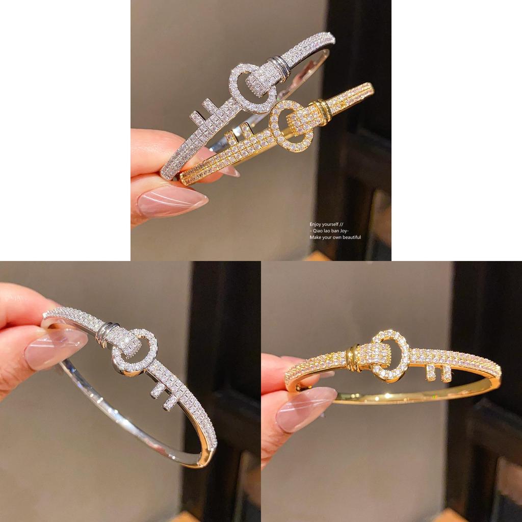 18k Gold Plated Zircon Keychain Bracelet For Women Fashion Jewelry Gift