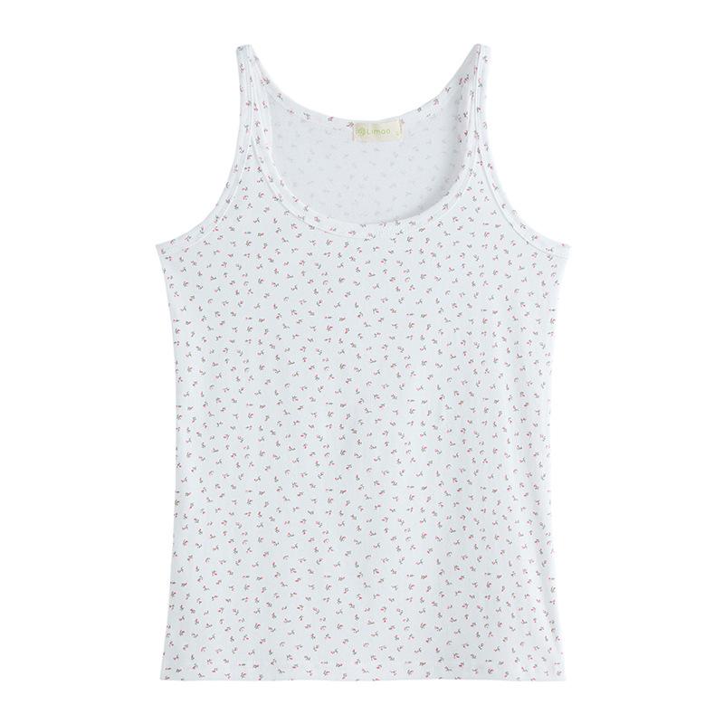 A Light, Loose, Straight Top, Pure Cotton U-neck, Laid-back Floral Floral Halter Top with A Base Layer, Versatile for Outerwear