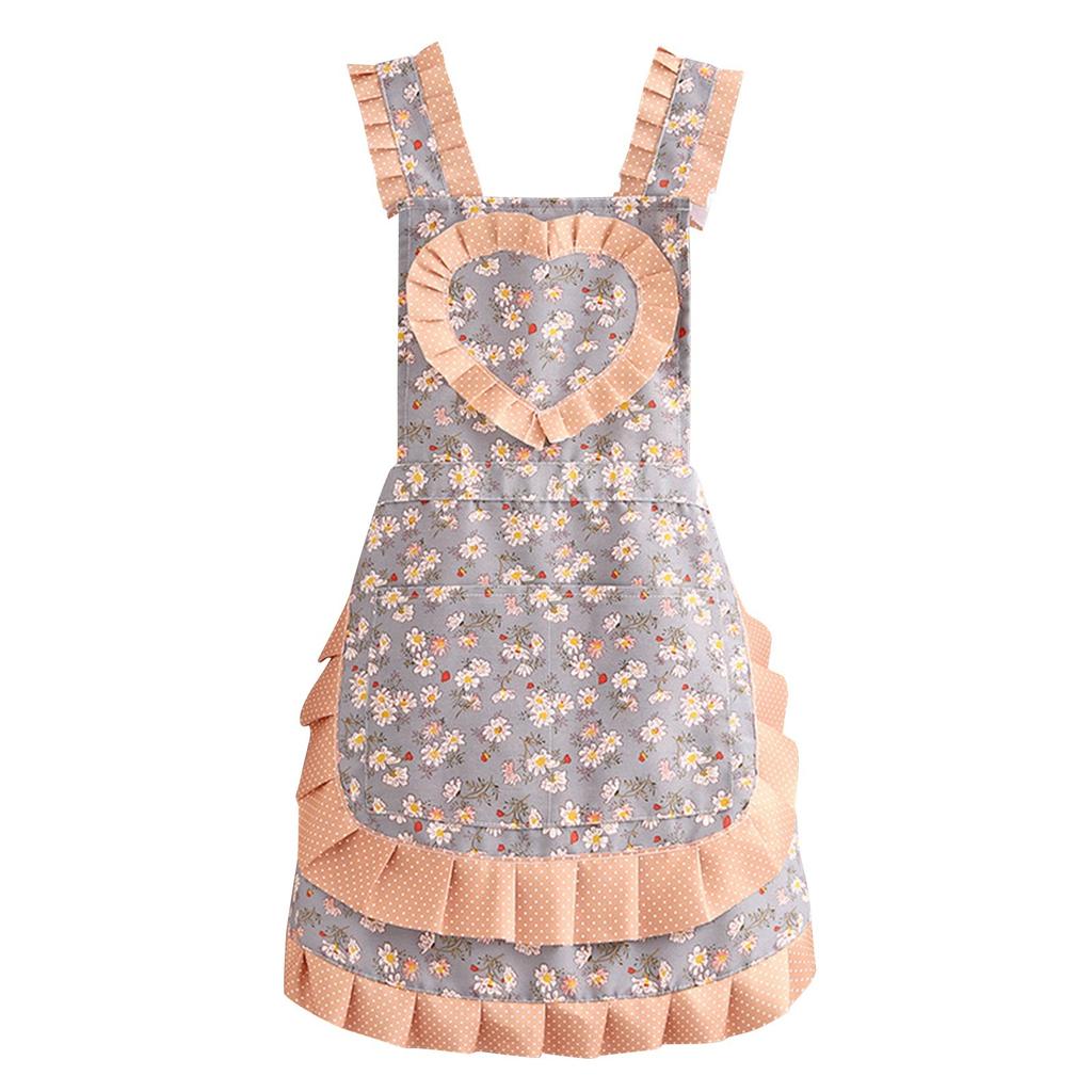 Home Aprons, Canvas Straps, Heart-shaped Floral Aprons