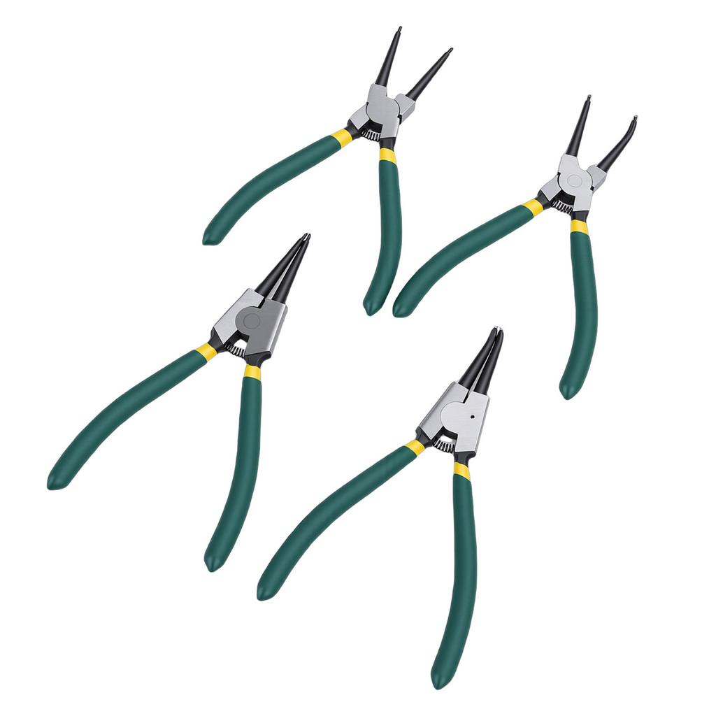 4PCS 7 Inch Internal External Snap Ring Pliers Set with Straight Bent Jaw for Removal and Installation of Automotive