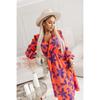 2025 Women's V-Neck Long Sleeve Printed Midi Dress