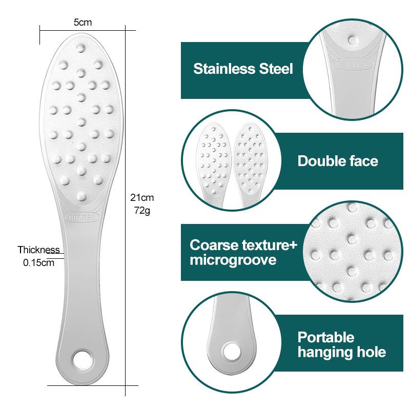 Dual-Sided Stainless Steel Pedicure Foot File - Callus and Dead Skin Remover
