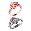 Women Rose Ring Cubic Zirconia Rose Ring Hypoallergenic Alloy Sparkling Flower Ring Jewelry