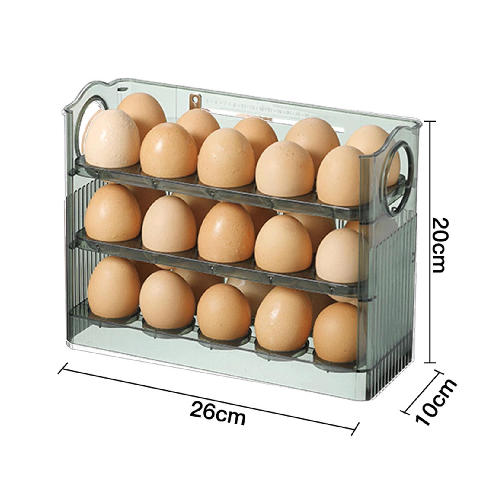 

1Pcs Large Capacity Egg Storage Box Refrigerator Side Door Holder Space Saving Kitchen Egg Tray for Chicken Duck Eggs зелёный