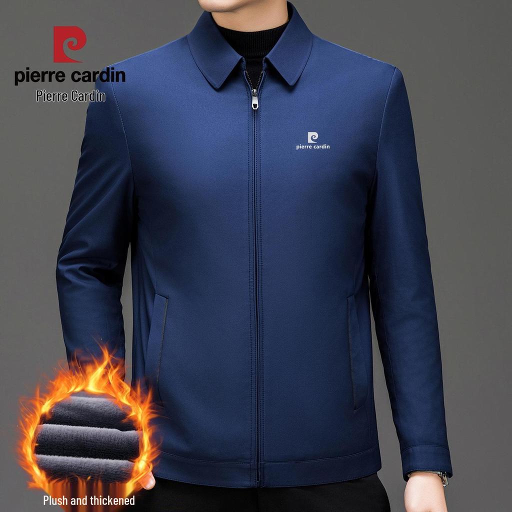 Pierre Cardin Men's Executive Plus Velvet Lapel Jacket - 2025 Autumn/Winter Mid-Aged Dad Suit Collar Outerwear