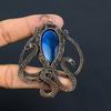 Natürlicher Oktopus Blau Labradorit Edelstein Kupferdraht Wickel Anhänger 3,07" U4H29