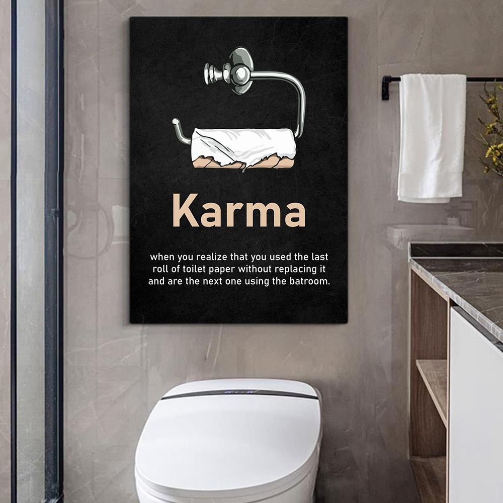 OGILRE Quadro Tela Vintage Con Scritta Divertente Regole Del WC – 30x40 Cm, Decorazione Da Parete Per Bagno