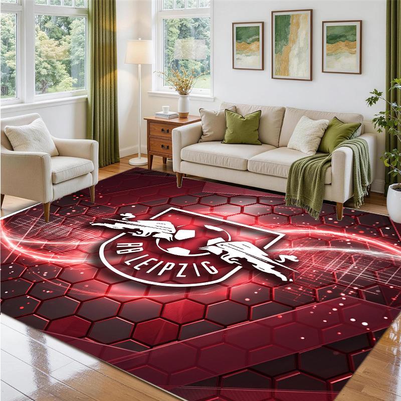RB Leipzig Football Design Crystal Velvet Rug Soft Decorative Mat for Bedroom Entrance