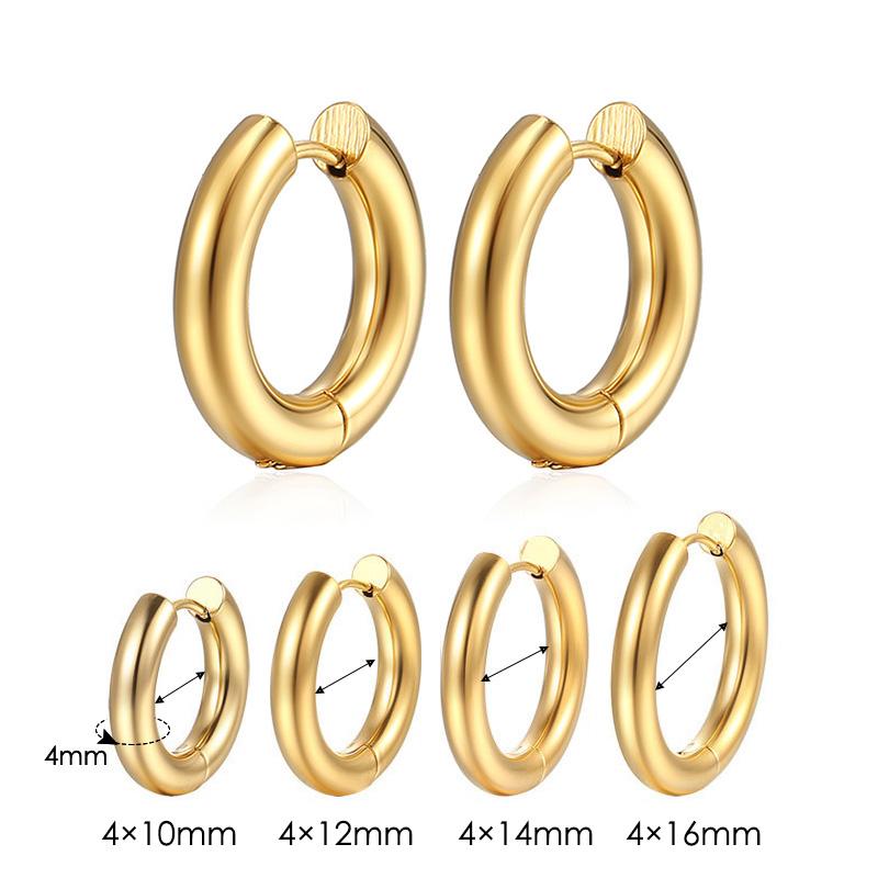 Orecchino a Cerchio in Acciaio Inossidabile per Uomo Donna Semplice Hip Hop Rock Colore Oro Piercing Punk Chic Gioielli Coreani Orecchini Chunky