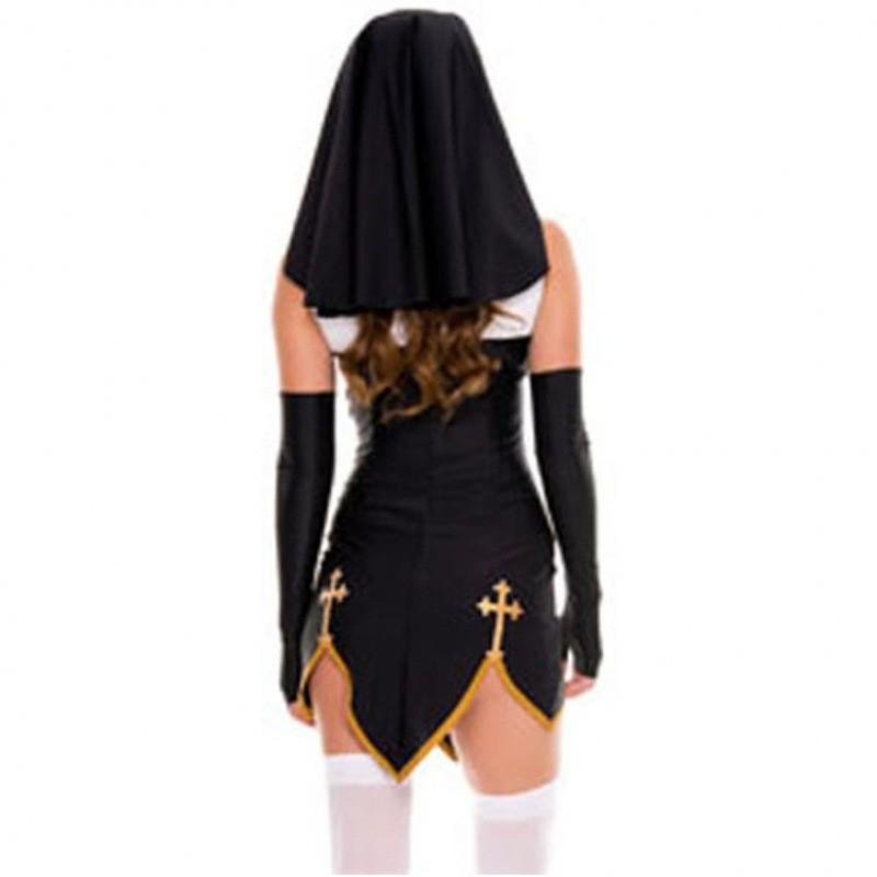 Stylish And Alluring Women's Sexy Nun Costume For Role Play And Halloween Fun