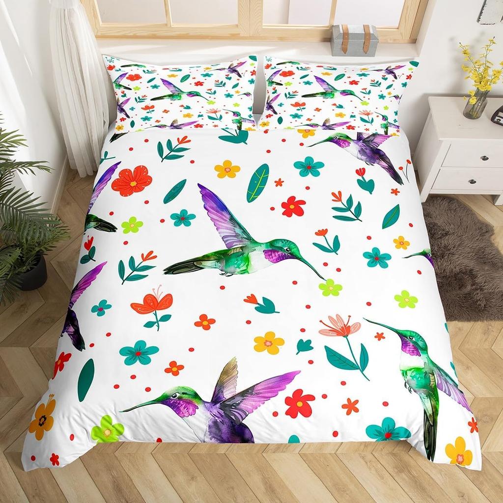 Tier Cartoon King Size Bettbezug Niedliches Regenbogen Alpaka Weiches Bettwäscheset für Jungen Mädchen Floral Dschungel Tier Bettwäsche 3-teilig