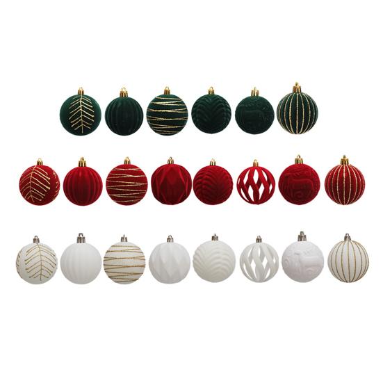 12 Pcs Velvet Christmas Balls 2.36inch Flocked Balls Christmas Tree Ornaments Plastic Balls Xmas Hanging Decoration for Indoor Holiday Decor