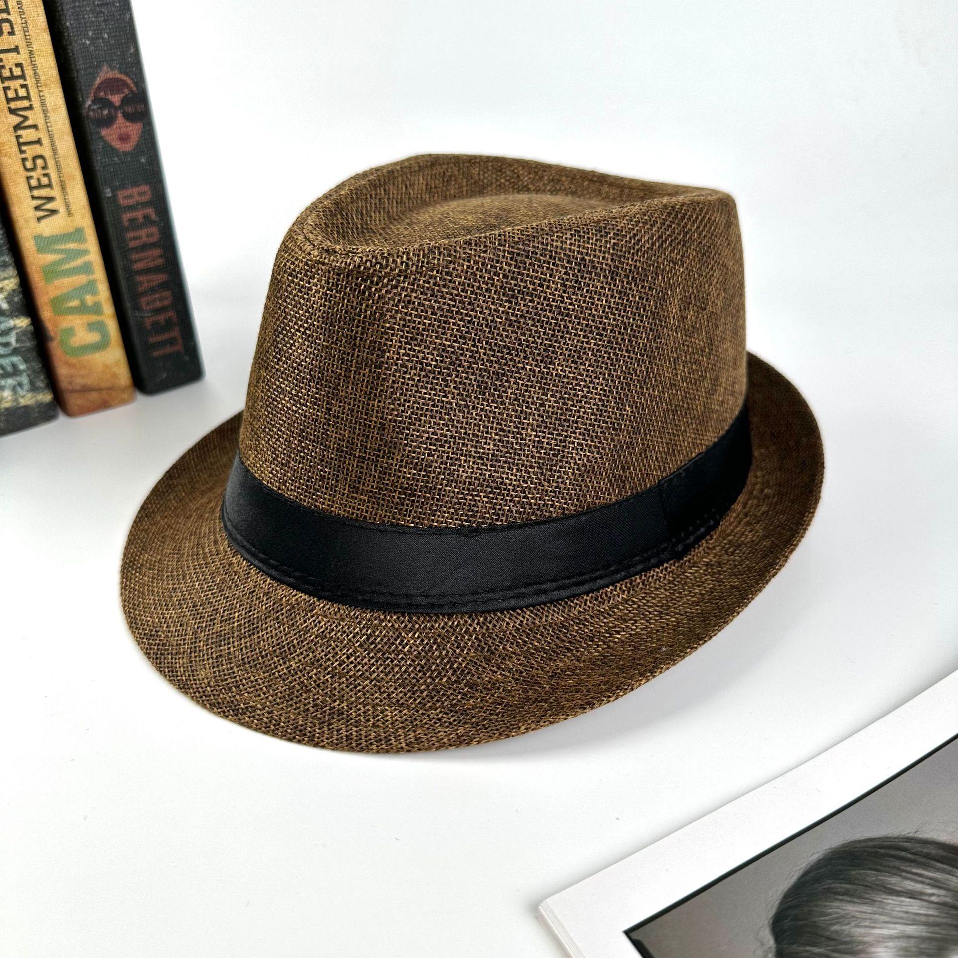 

Manufacturers Supply Jazz Hats, British Style Linen Solid Color Top Hats, Men S And Women S Curled Edge Couple Sun Hats M（56-58cm） темно-коричневого кольору