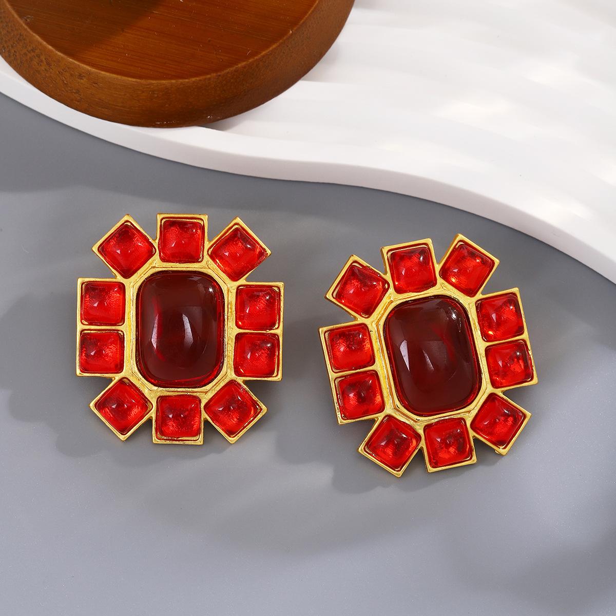 

Винтажные геометрические квадратные серьги, уникальные и минималистичные ретро-подвески красный