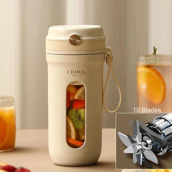 10 čepelí Přenosný elektrický mixér na džus 350 ml Mixéry na ovoce USB dobíjecí Pohár na smoothie Mini odšťavňovač Výrobník džusu