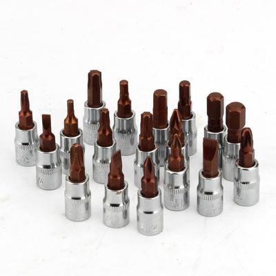 21Pcs 1/4" 6.35mm Drive Torx Star Bit Socket Kit Set for Hand Tools Hex Sockets for Ratchet Wrench PH1-PH3 T10-T40 HW3-HW8
