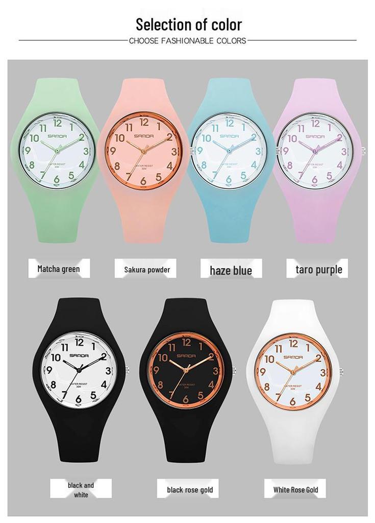 Sanda Women's Dopamine Jelly Digital Watch - Trendy, Waterproof, Quartz, Exquisite Design