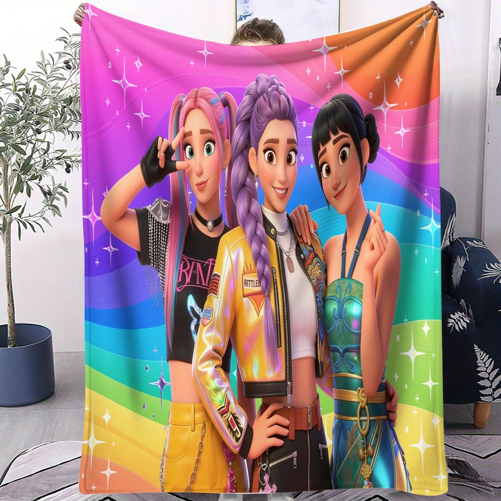 Hot KPOP HUNTRX Devil Hunter Small Cover Blanket Soft Cozy Plush Blanket For Bedroom Sofa Bed Office Nap Lunch Picnic Fan Gift
