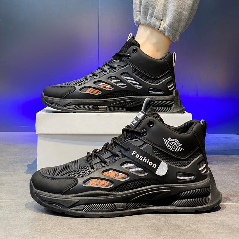 Outdoor High Top Men Casual Shoes Breathable Walking Sneakers Comfortable Athletic Jogging Shoes Lightweigh Fashion Sport Boots