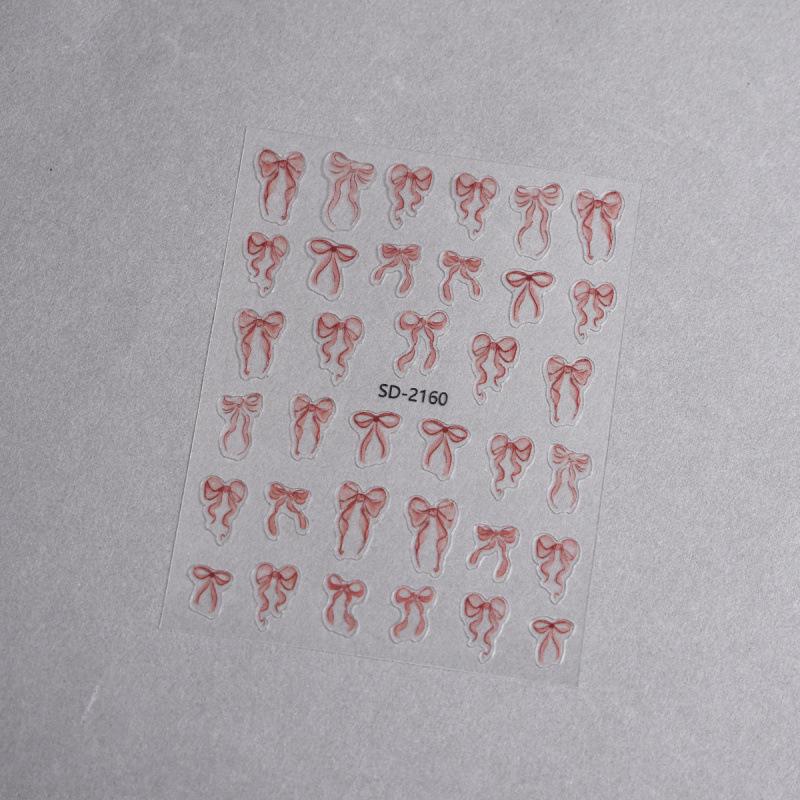 

3D Ribbon Bow Ballet Shoes Nail Decals - DIY Embossed Stickers