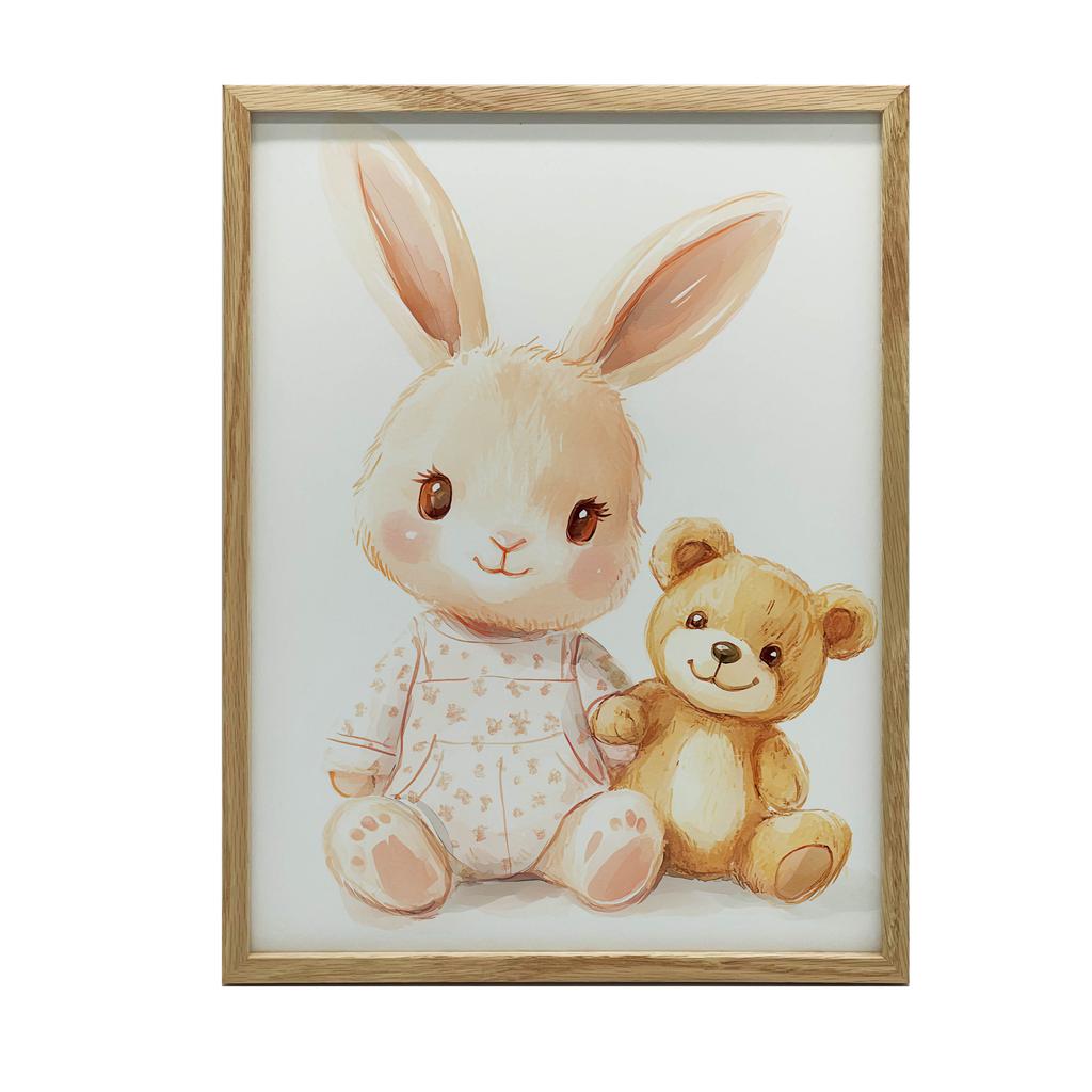 Plakat Uroczy Króliczek I Miś Plakat Uroczy Króliczek I Miś, 70X100 Cm, Bez Ramy, Płótno Premium Na Blejtramie