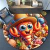 1pc Soft, Absorbent & Non Slip Cute Shrimp Round Rug Soft Circle Rug for Living Room & Bedroom Decor, Chair Mats, and Unforgettable Home Gif