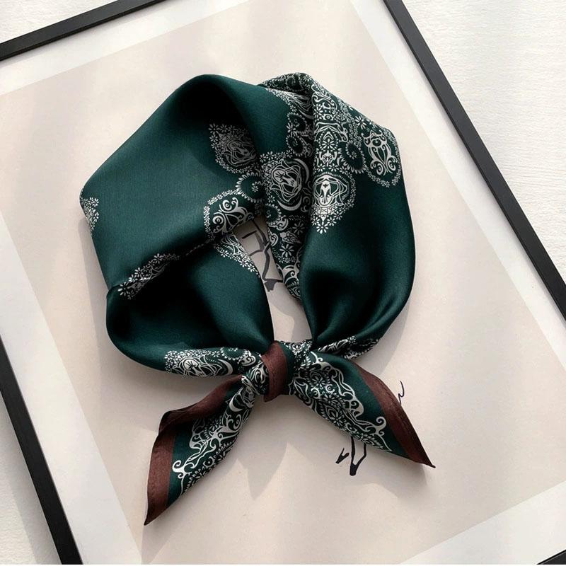 Natural Real Silk Scarf Women New Print Neck Hairband Square Shawl Neckerchief Female Hijab Poncho Bandana Headband