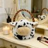 Plush Cow Storage Basket with Handle Soft Stuffed Animal Design 32cm Size Spot Pattern Handheld Plush Toy Organizer