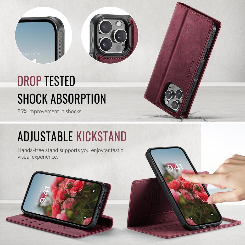 For iPhone 16 Pro Case CASEME C49  Compatible with MagSafe RFID Blocking Detachable Wallet Leather Phone Cover