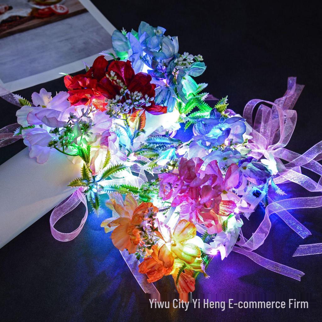 Luminous Camellia Wrist Flower for Kids' Performances - Fairy Sparkle Wristband & Photography Prop