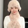 Rabbit Fur Hat Scarf Two-piece Set Women's Winter Fashion Thermal Hat Autumn and Winter Fisherman Basin Hat Fur Snow Hat