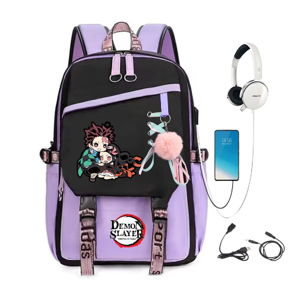 Guimai Peripheral Ridge Backpack with USB Multifunctional Student School Bag