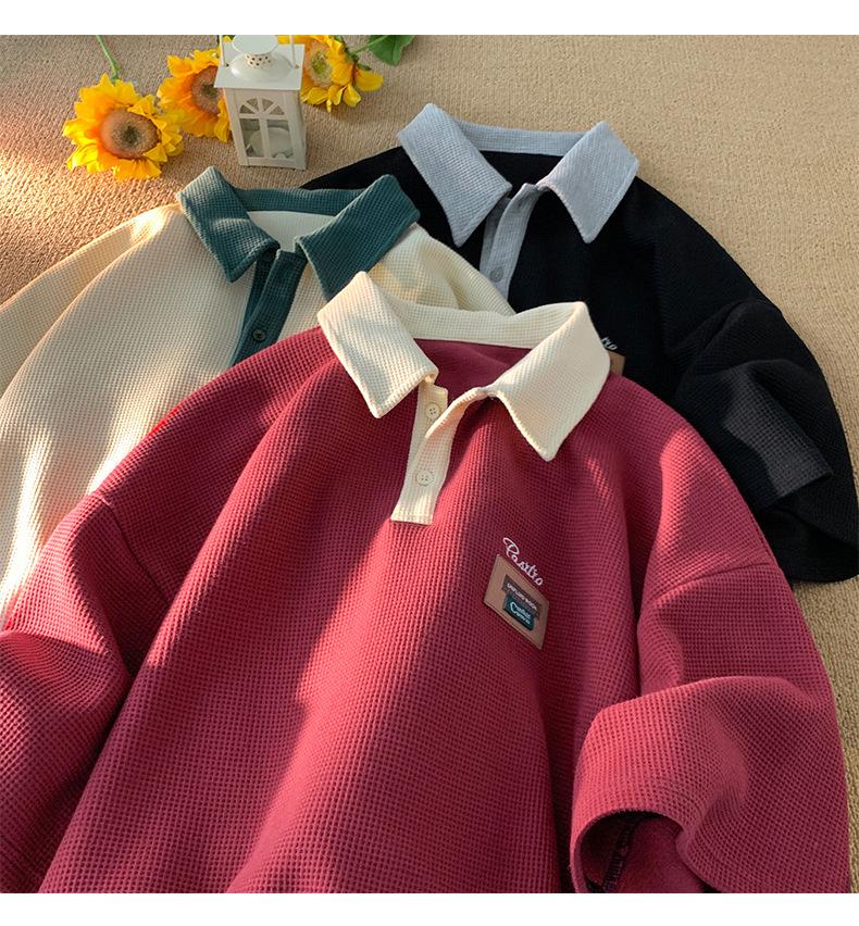 Men's Retro Trend Heavy Cotton Short-Sleeved Polo T-Shirt