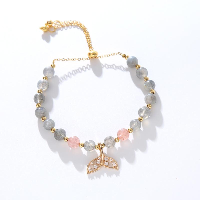 Natural strawberry crystal bracelet fishtail design Bangles Women Fashion Jewelry accessories Gift