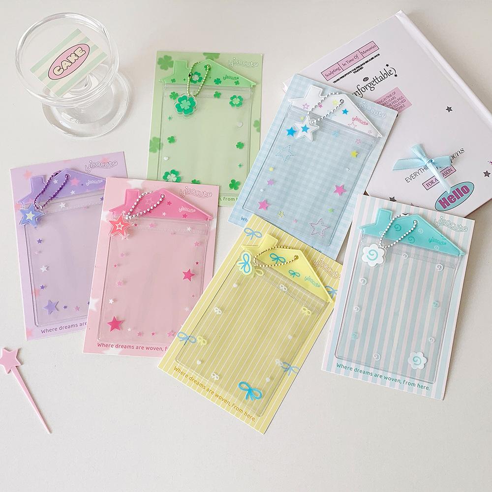 INS Transparent Small House Shaped PVC Badge Holder Doll Storage Bag Candy Bags Photocard Holder Cartoon Bag Pendant Card Holder