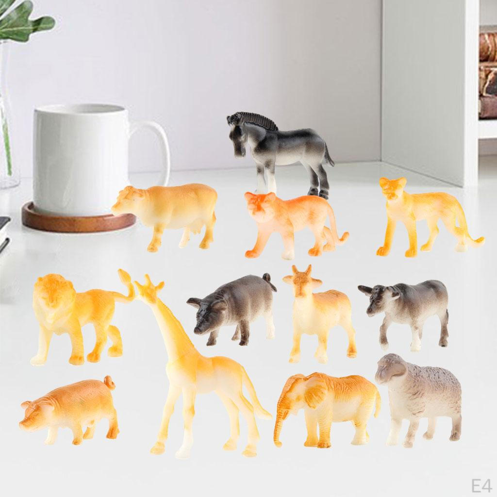 12 Pieces Animals Figurines Toys Animal Figures Model Set for Christmas Desktop Children Toddlers