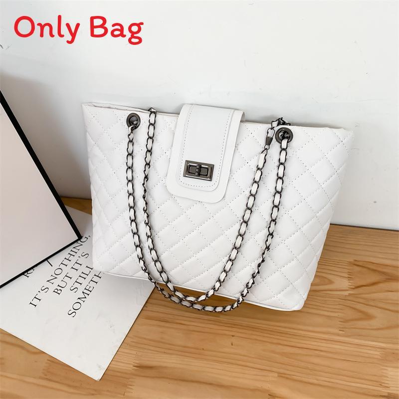 Street Style Pu Large Capacity Tote Bag With Chain Strap For Daily Use