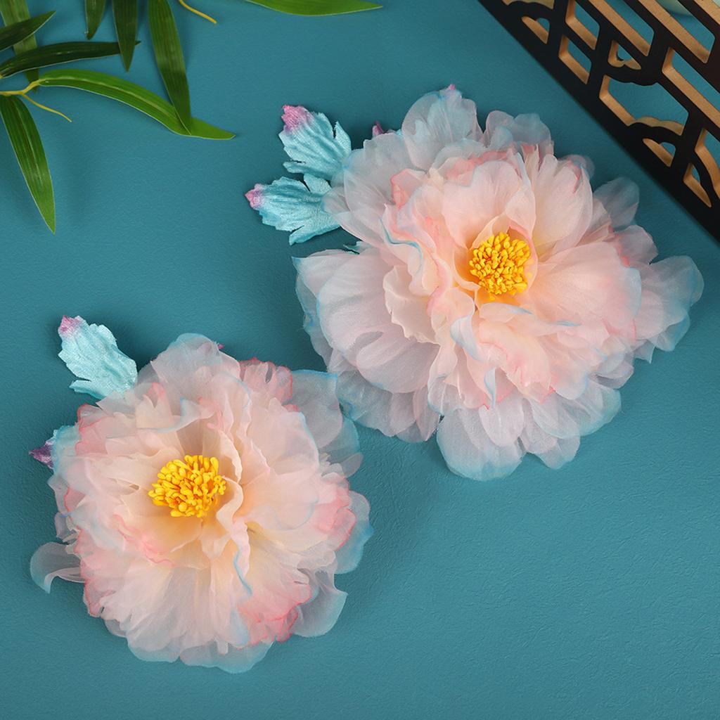 1 Pair Flower Hairpin For Women Handmade Gauze Gradient Peony Hair Clip Elegant Fairy Floral Hair Pin Exquisite Hair Accessories