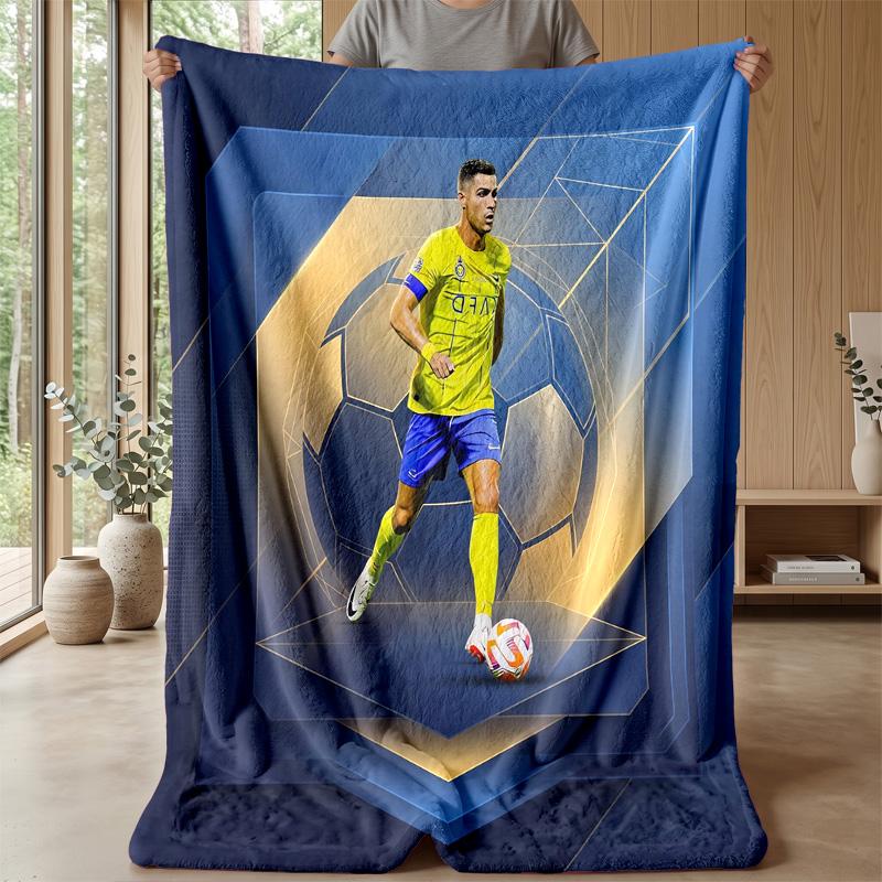 Manta de Franela Estampada de Cristiano Ronaldo Agradable al Tacto Cálida Manta Decorativa para Sofá Cama Interior Uso Diario