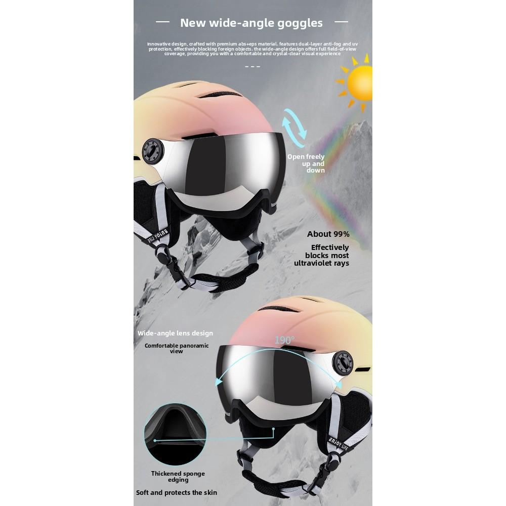 Snow Goggles Integrated Gradual Change Color Ski Helmet Winter Outdoor Skiing Equipment Adult Snow Helmet