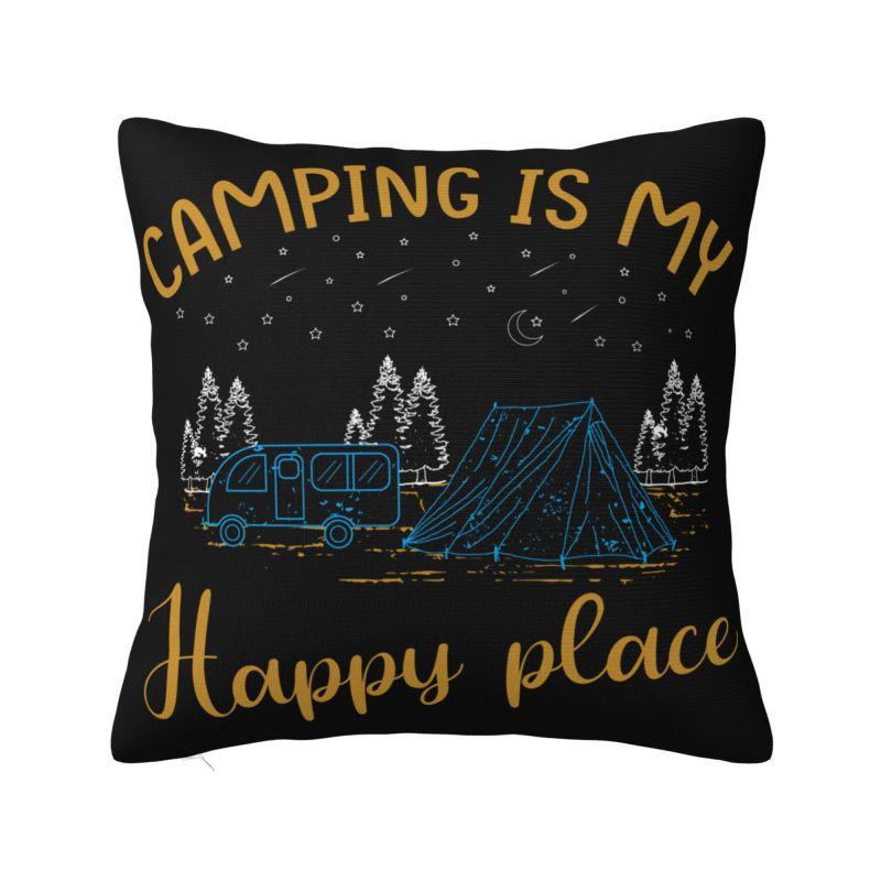 Camping Hiking Mountain Nature River Cushion Cover Soft Adventure Camper Throw Pillow for Sofa Square Pillowcase Home Decorative